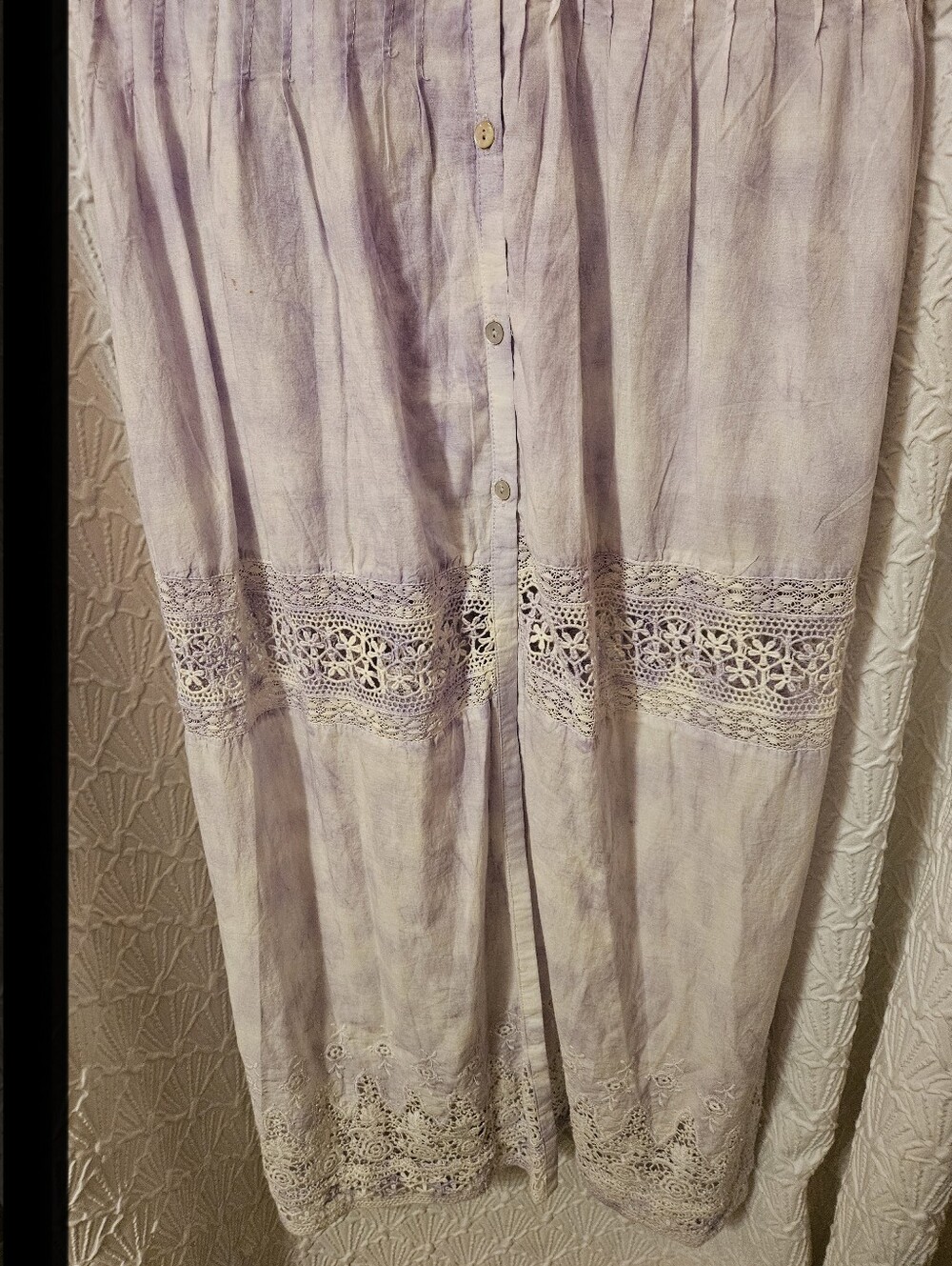 LoveShackFancy  Light Lavender Lace Button-Front Boho Dress - Picture 2 of 9